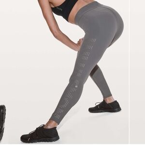 Lululemon x Soulcycle leggings activewear Ride & Reflect 28" Metal Grey sz 6.